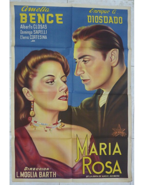 Cartel de cine original antiguo- Maria Rosa-